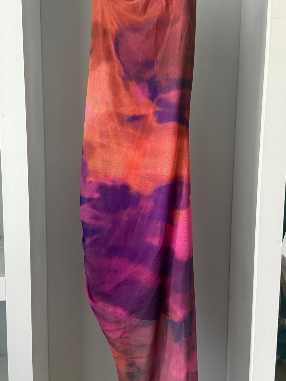 Vibrant Tie-Dye Satin Maxi Skirt - Pink & Purple